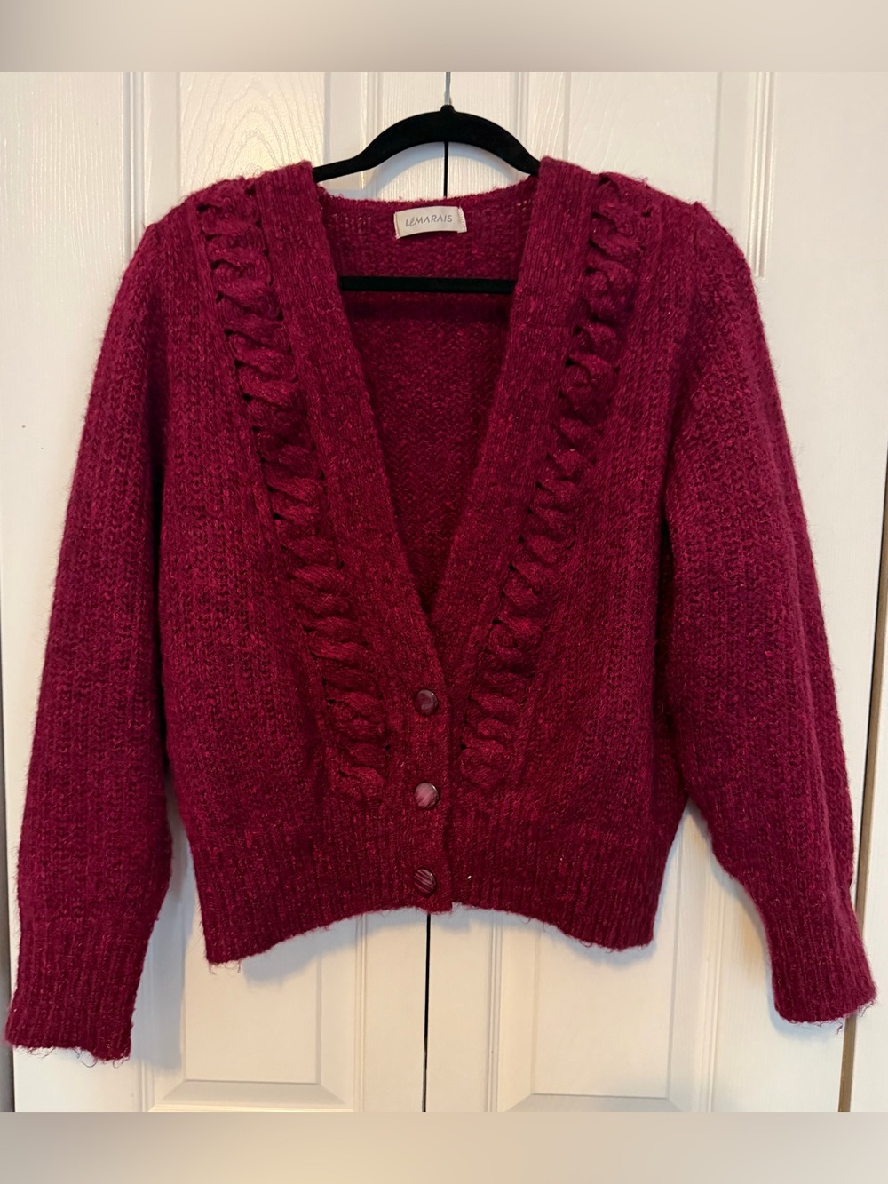 Le Marais Berry Knit Cardigan Sweater (S/M)
